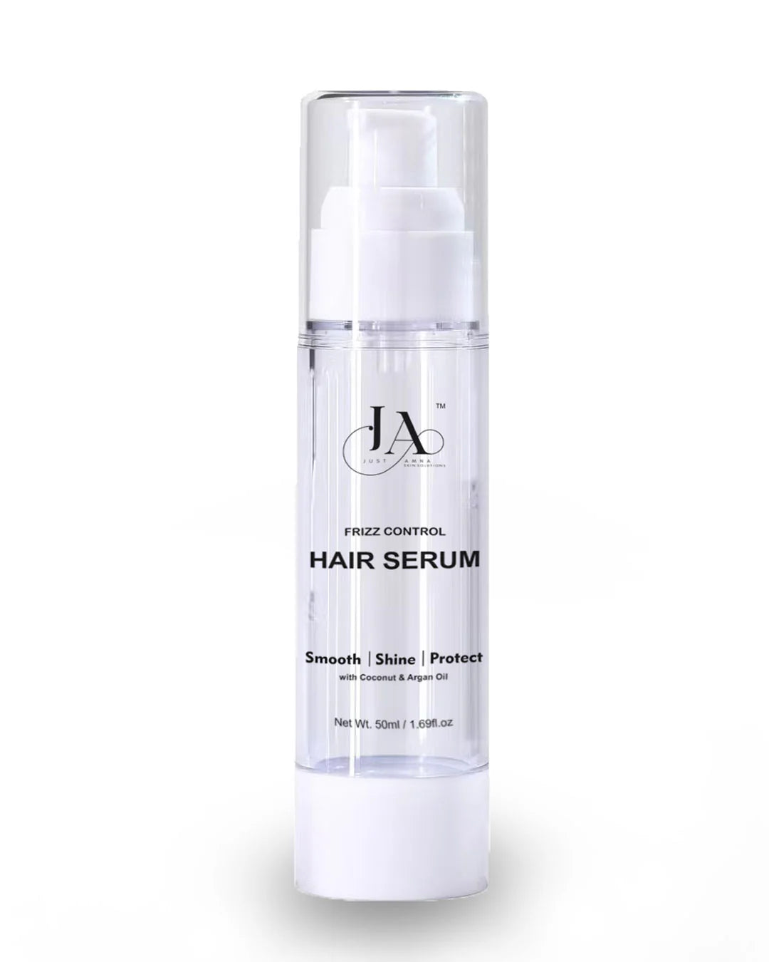 Just Amna Frizz Control Hair Serum with Coconut and Argan Oil.